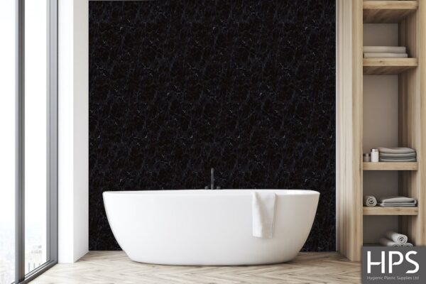 Large Black Marble Shower Panel - 2400 x 1000 x 10mm | Hygienic Plastic ...